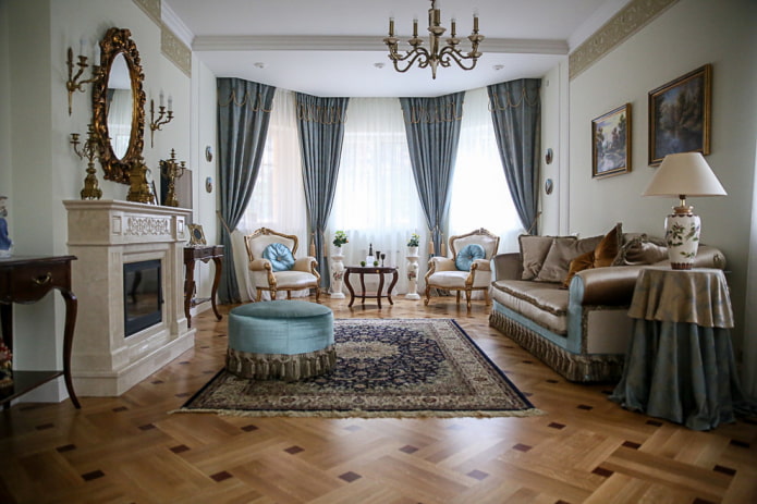 projekt salonu w klasycznym stylu