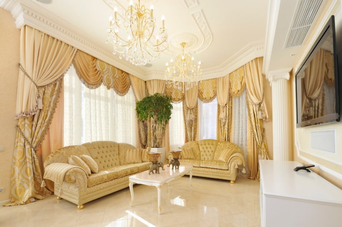 осветљење дневне собе у класичном стилу