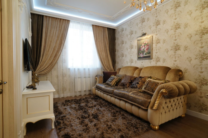 interiér malého obývacej izby v klasickom štýle