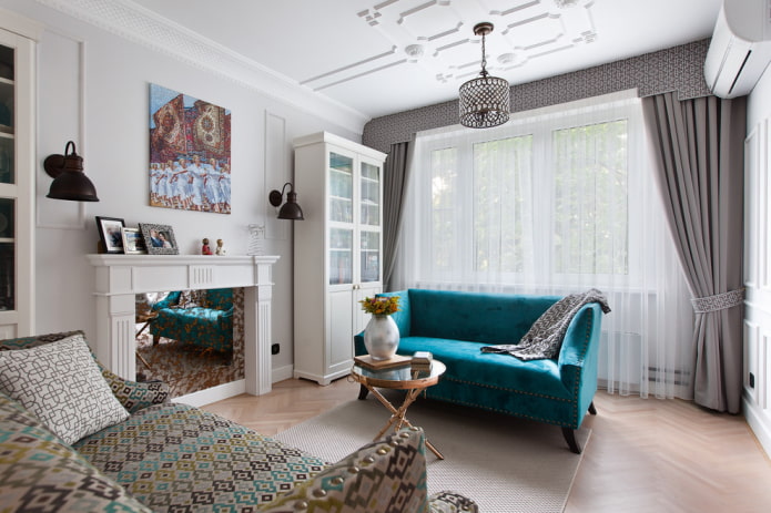 sala de estar em estilo clássico moderno