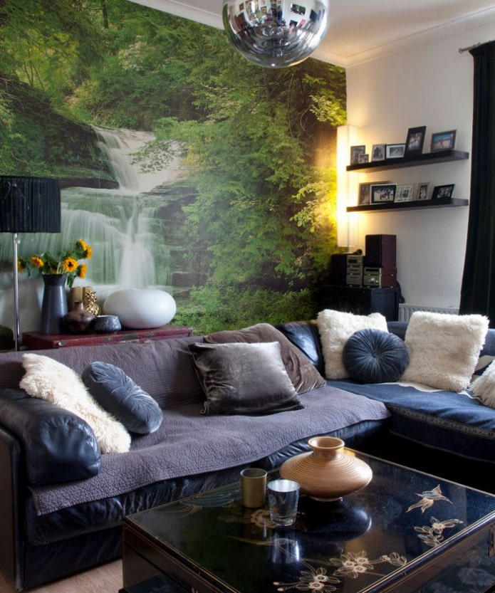 Wall mural with the image of nature in the interior