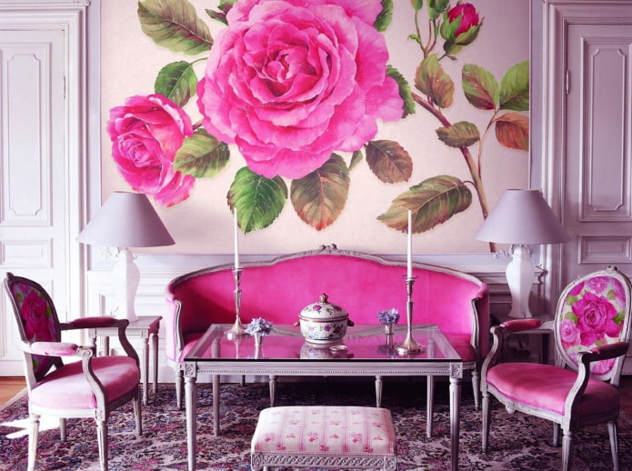 peintures murales roses