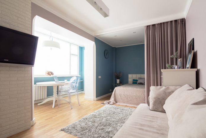 dispozice ložnice v kombinaci s obývacím pokojem