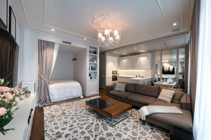 dispozice ložnice v kombinaci s obývacím pokojem