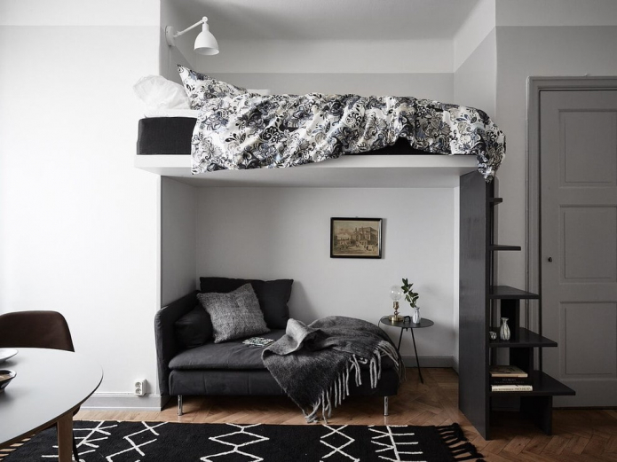 møbler i en kombinert soverom-stue