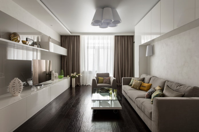 dzīvojamā istaba 18 kvadrātu modernā stilā