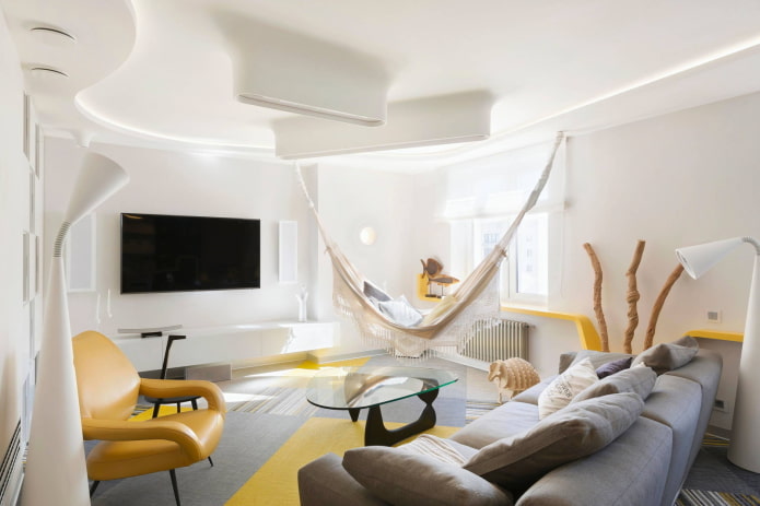 Living room with a hammock