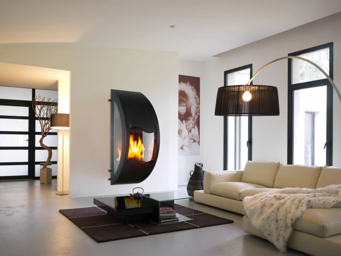 high-tech fireplace in the living room