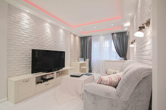 fehér nappali a lakás belső részében Hruscsov