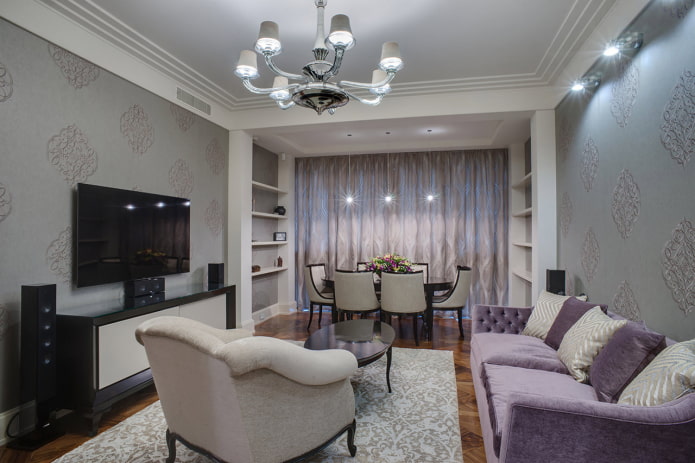 zona de menjador a la sala d'estar de l'apartament Jrushchev