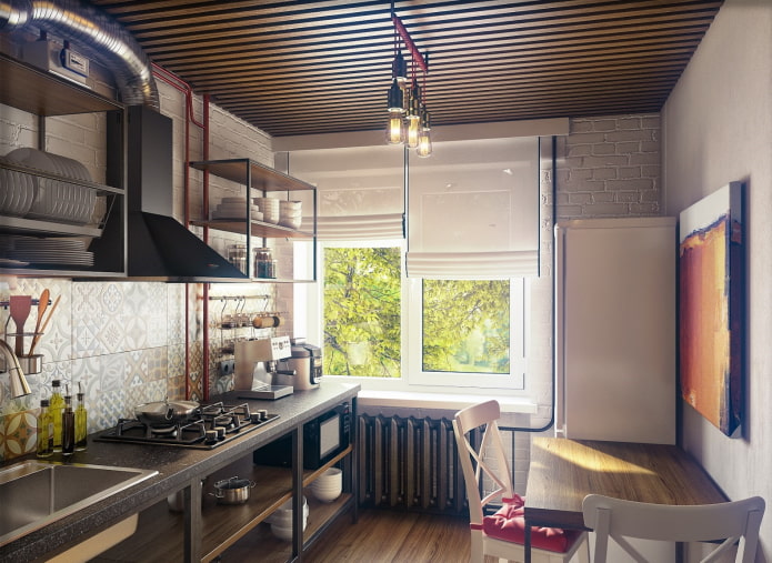 conception de cuisine à Khrouchtchev dans le style loft