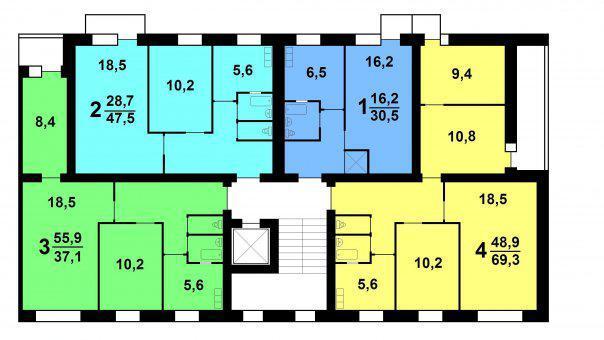Plan d'étage Khrouchtchev série 447-s47