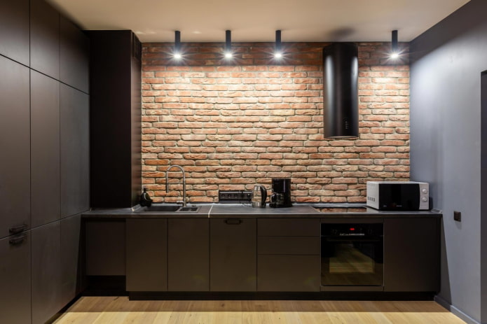 minimalistyczne cegły w kuchni