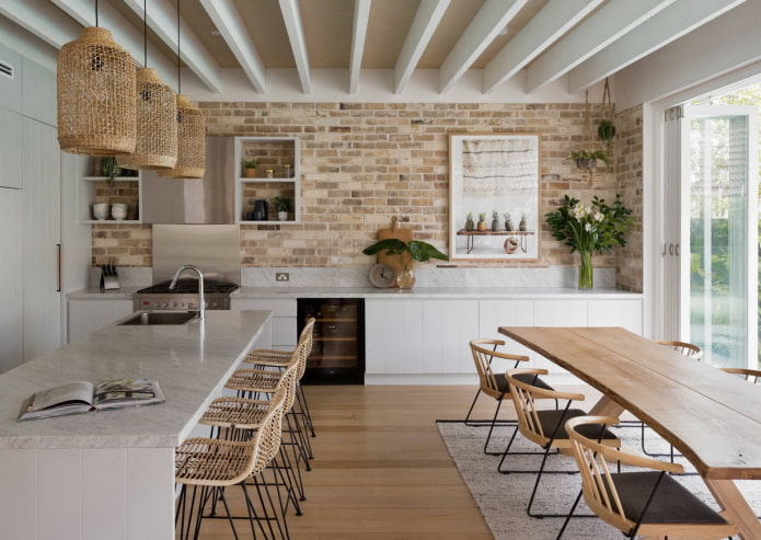 eco-friendly brickwork in the kitchen