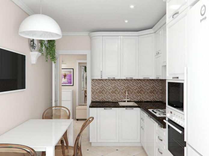 kitchen finishing with an area of ​​8 sq m