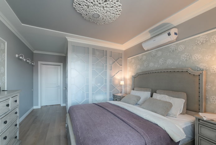 diseño de interiores de dormitorio gris