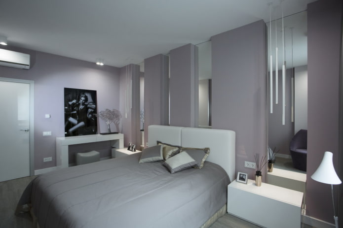 gray and white bedroom interior
