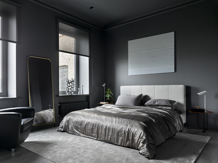 interior design camera da letto grigio