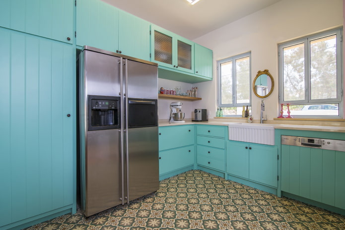 lantai dapur turquoise