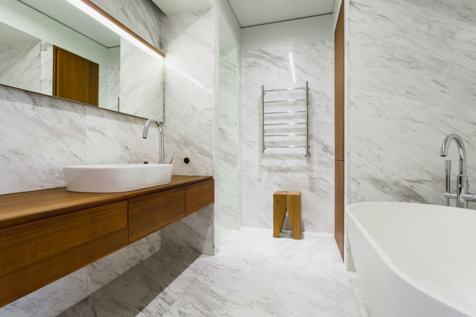 minimalistické barevné schéma koupelny