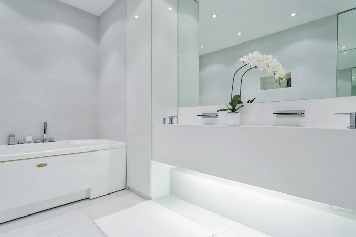 minimalistické barevné schéma koupelny
