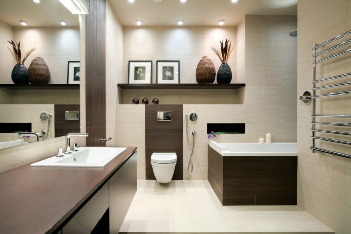 minimalistický dekor a osvetlenie v kúpeľni