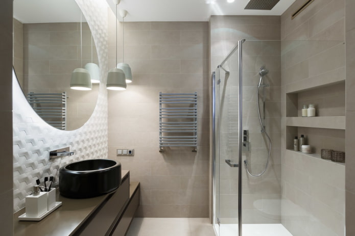 minimalismi sisustus ja valaistus kylpyhuoneessa