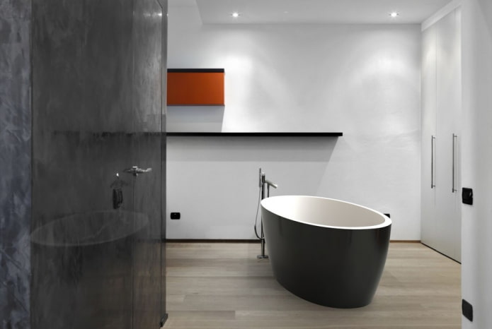 instalații în baie în stilul minimalismului