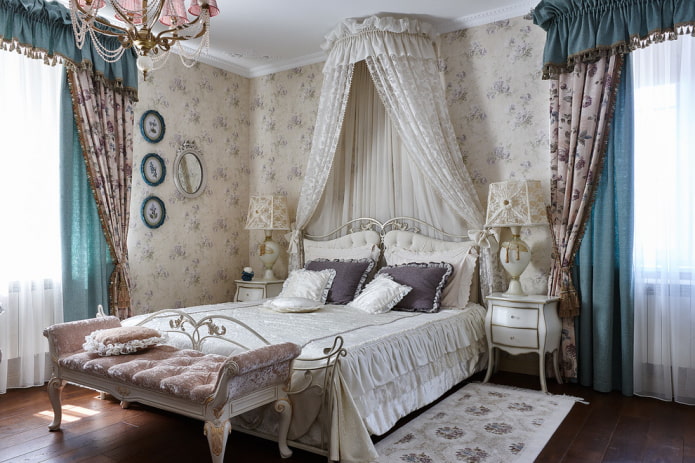 textilier i sovrummet i klassisk stil