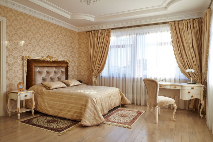 furniture and accessories in the bedroom in a classic style
