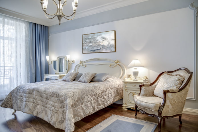 mobilier și accesorii în dormitor într-un stil clasic