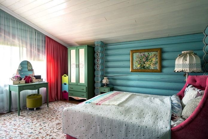 turkuaz yatak odası dekorasyon