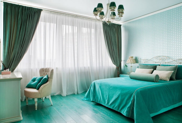 decorazione camera da letto turchese