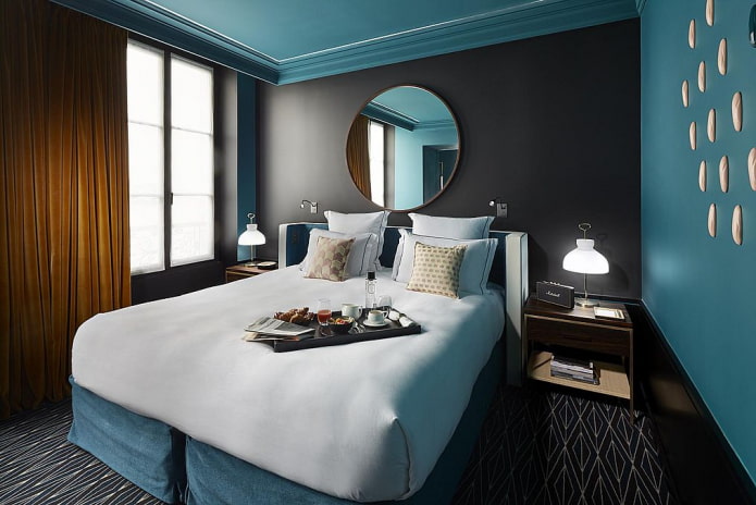 turkusowa sypialnia w nowoczesnym stylu