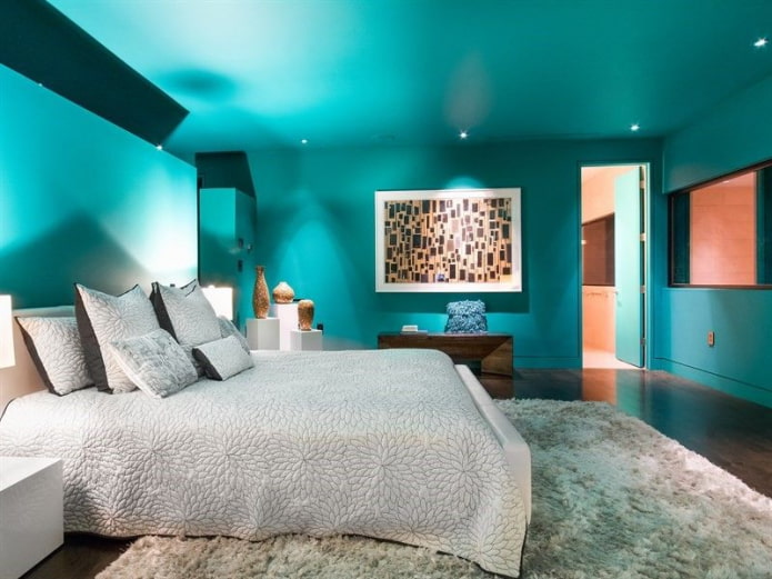 chambre turquoise dans un style moderne