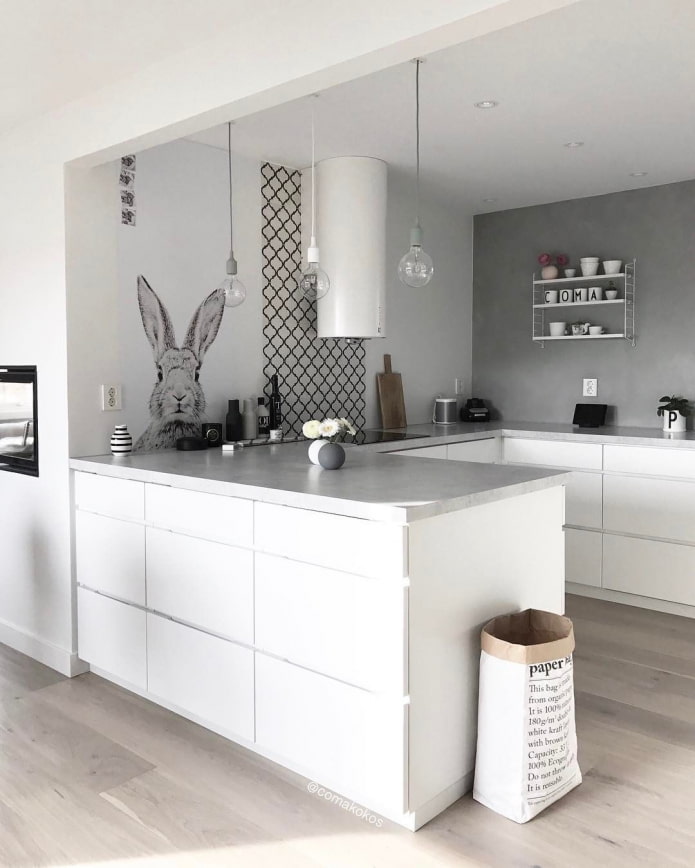 gray kitchen without top