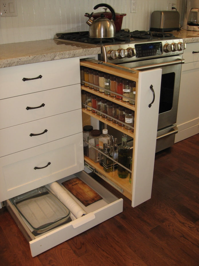 drawer under the cabinet