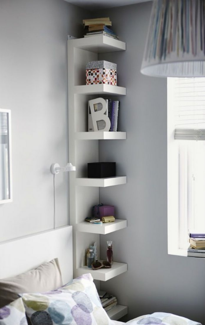 shelf in the corner