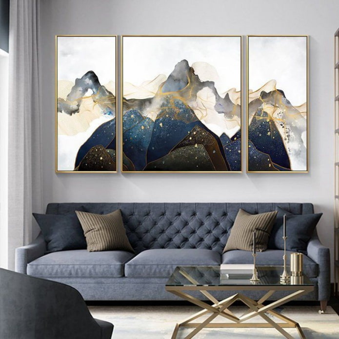 landskap gunung triptych