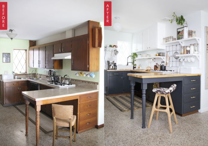 Kjøkken før og etter