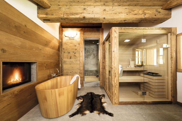 phòng tắm kiểu nhà gỗ