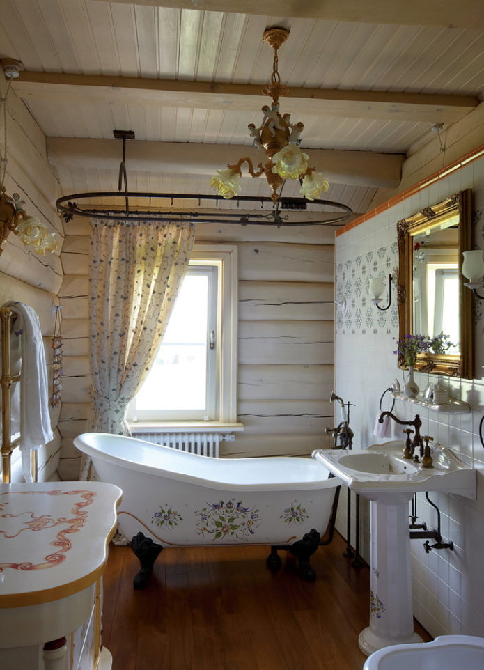 μπάνιο σε ένα ξύλινο σπίτι