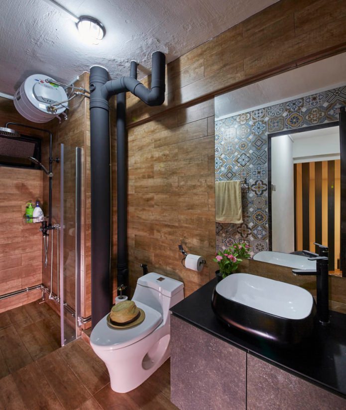 décoration de salle de bain de style loft