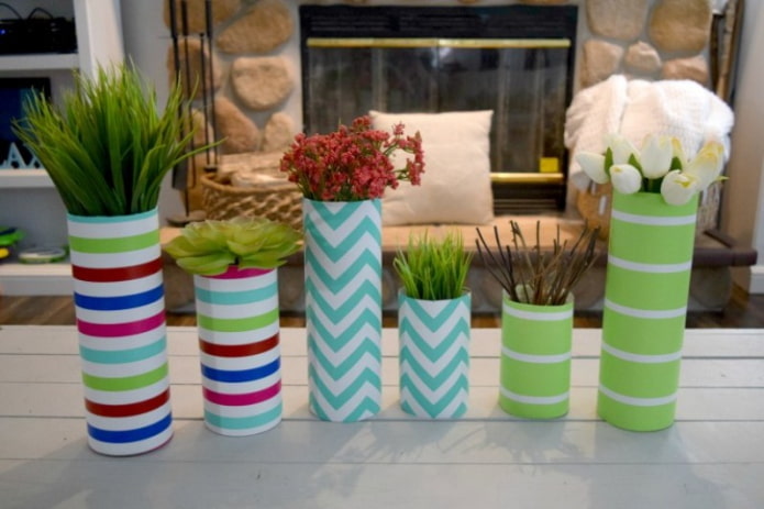 vases en papier peint faits maison