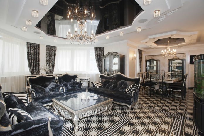 svartvitt golv i klassisk stil