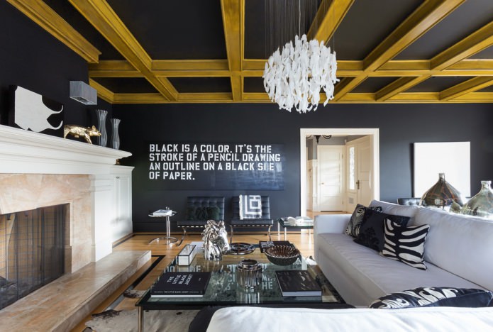 black and yellow ceiling
