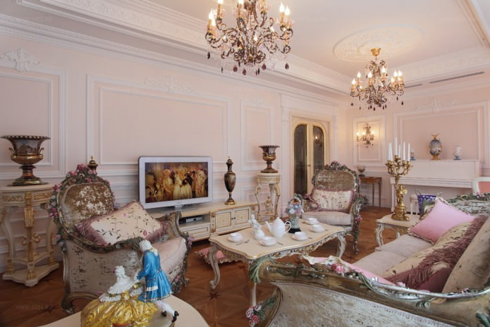 barokki olohuoneen sisustuksessa