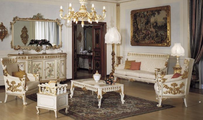 barokový interiér obývacej izby