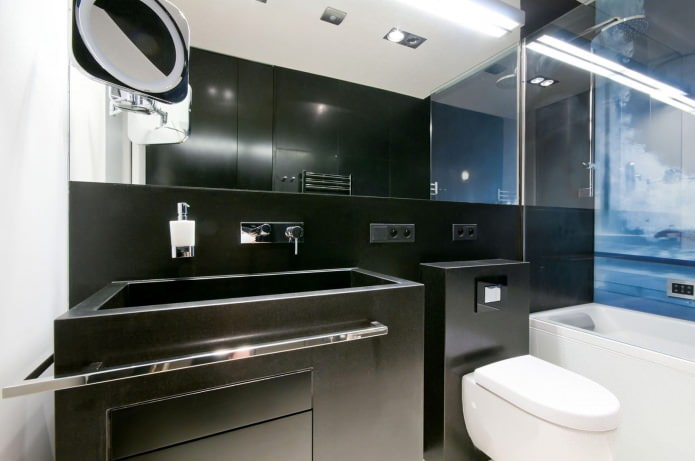 design del bagno in bianco e nero