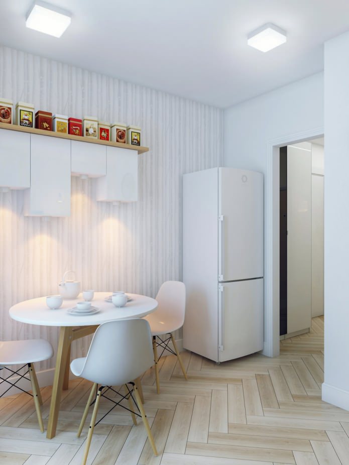 virtuve dzīvokļa dizainā ir 37 kvadrātmetri. m
